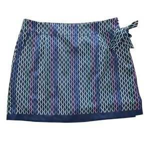 Golftini Skort Woman's Stretch‎ Golf Skirt Navy W/ Multi Color Zigzag Pattern 10